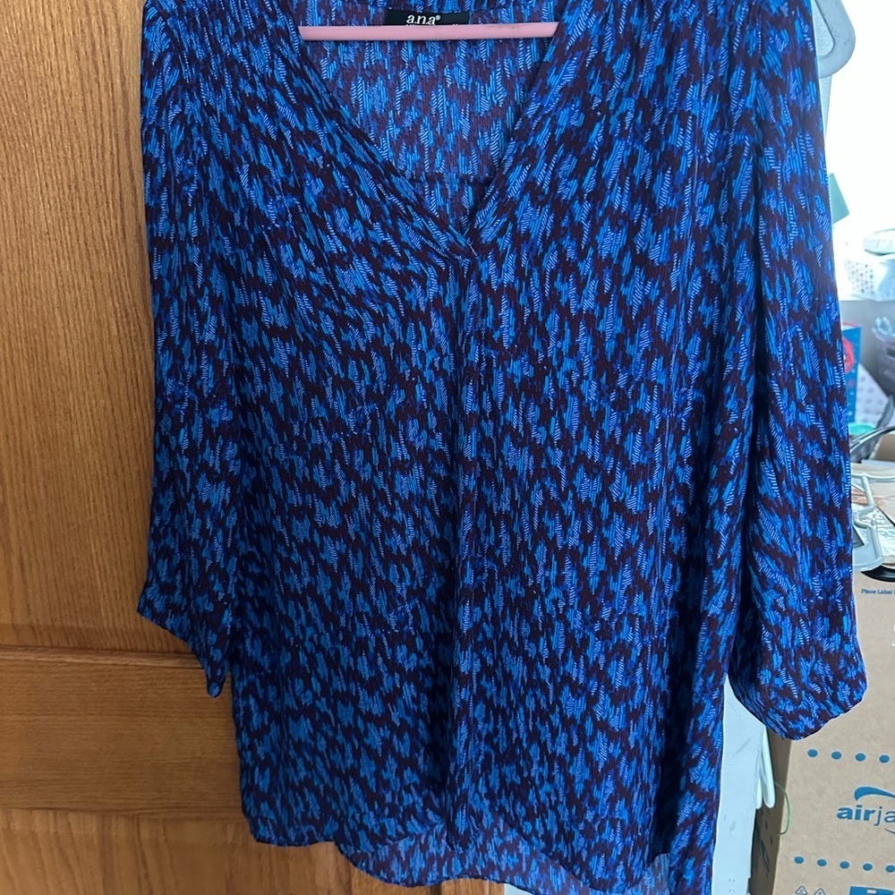 a.n.a Navy Patterned Women's Blouse - Picture 3 of 7